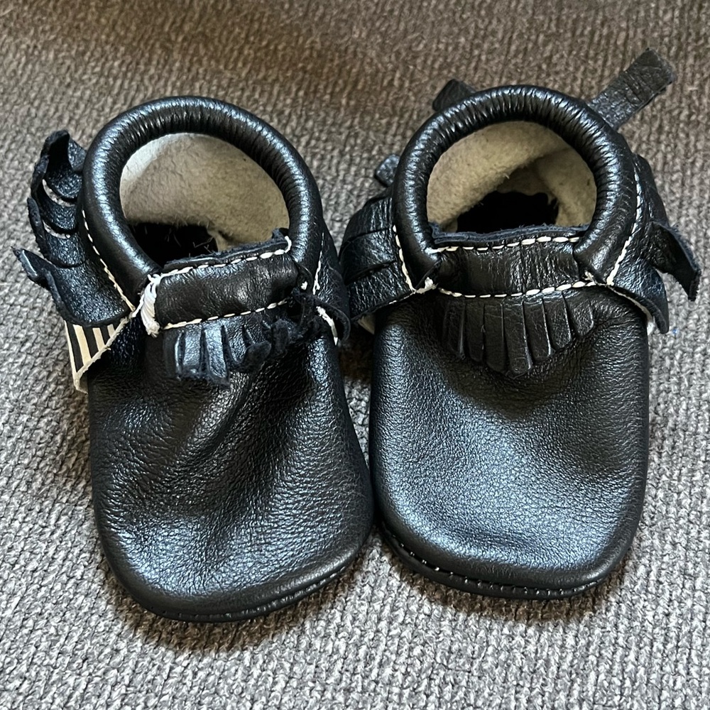 Freshly Picked Black / White Striped Moccasin - Size 4